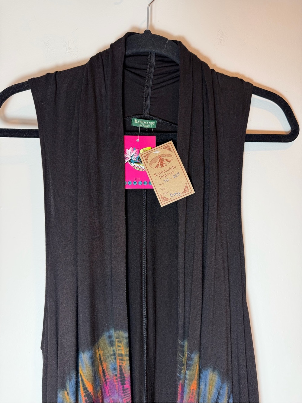 Kathmandu Imports Tie Dye Sleeveless Open Front Vest Cardigan Boho Festival - Picture 3 of 8